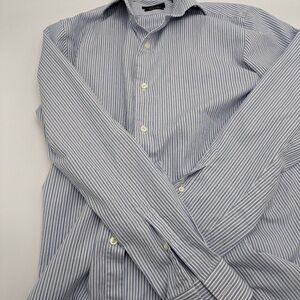 Marc Anthony Blue and White Striped Dress Shirt